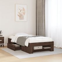 Single Bed,Adult bed,Bed Frame without Mattress Brown Oak 100x200 cm Engineered Wood VSVS549421