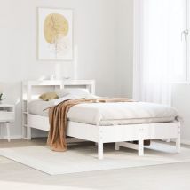 Single Bed,Adult bed,Bed Frame without Mattress White 90x190 cm Single Solid Wood Pine VSVS423752
