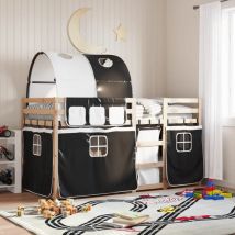 Single Bed,Adult bed,Bunk Bed without Mattress White&Black 80x200 cm Solid Wood Pine VSVS761539