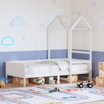 Single Bed,Adult bed,Day Bed with Roof without Mattress White 90x190 cm Single Solid Wood VSVS478924