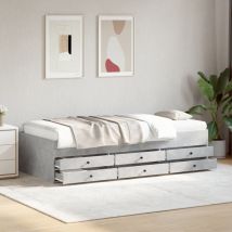 Single Bed,Adult bed,Daybed with Drawers without Mattress Concrete Grey 100x200 cm VSVS101594