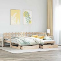 Bonnevie - Single Bed,Adult bed,Daybed with Trundle and Drawers without Mattress 90x190 cm Single VSVS422838
