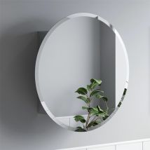 Aquari - Bathroom Mirror Cabinet Wall Mounted Stainless Steel Single Door 600 x 600mm Round - Silver