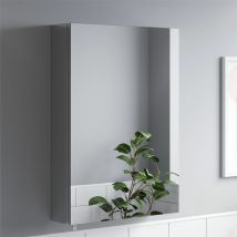 Bathroom Mirror Cabinet Wall Mounted Stainless Steel Single Door 500 x 700mm Rectangular - Silver