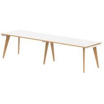 Oslo - 1600mm Single Row 2 Person Desk White Top Natural Wood Edge White Frame osl