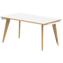 Oslo - 1400mm Single Starter Desk White Top Natural Wood Edge White Frame OSL0119