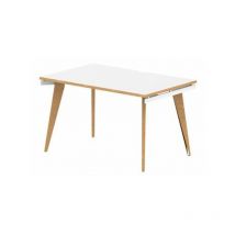 Oslo - 1200mm Single Starter Desk White Top Natural Wood Edge White Frame OSL0116