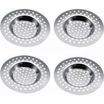 Pesce - Sink Strainer 4Pcs Stainless Steel Drain Strainer, 77mm Strainer Drain Plugs Kitchen Bathtub Bathroom Sink Plug Cover, Drain Protector