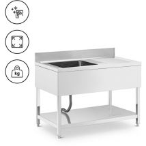 Royal Catering - Sink Unit - 1 bowl - stainless steel - 120 x 70 x 97 cm Stainless steel sink unit Stainless steel sink
