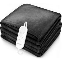 Sinnlein - Calienta Camas Manta Eléctrica 160 x 120 cm Antracita Con Desconexión Automática y Temporizador 9 Niveles de Temperatura Pantalla Digital