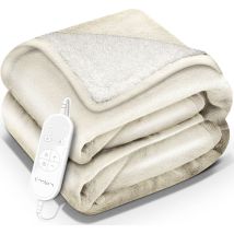 Sinnlein Couverture Chauffante Avec Arrêt Automatique, 160 X 120 Cm, Beige Couverture Chauffante Avec 9 Réglages De Température Couverture Lavable 