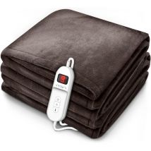 Chauffe matelas 160x120cm Marron Certifié tüv süd gs Arrêt Automatique Fonction Minuterie 9 Niveaux de Température - Sinnlein