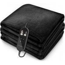 Sinnlein - Heizdecke aus Plüsch 160 x 120 cm Schwarz elektrische Wärmedecke mit Abschaltautomatik Kuscheldecke Timerfunktion 9 Temperaturstufen