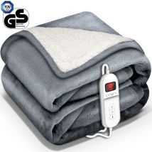 Sinnlein Heizdecke Mit Abschaltautomatik 200x180cm Hellgrau Elektrische Wärmedecke Mit 9 Temperaturstufen Kuscheldecke Waschbar Bett, Sofa Decke 