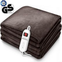 Termocoperta Scaldasonno 200x180cm marrone Certificato tüv süd gs Scaldaletto Elettrico con Spegnimento Automatico Coprimaterasso Termico Timer 9