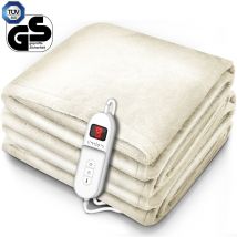 Termocoperta Scaldasonno 200x180cm crema Certificato tüv süd gs Scaldaletto Elettrico con Spegnimento Automatico Coprimaterasso Termico Timer 9