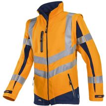 Sioen - Warnschutz Softshelljacke Malden mit abnehmbaren Ärmeln Gr. 3XL leuchtorange/marine