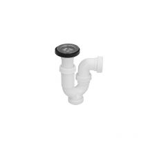 Siphon courbé extensible avec valve et bouchon 1 1/2' Ø40mm en pvc blanc