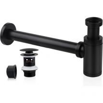 Siphon de Lavabo avec Bonde de Lavabo, Universel Tube Siphon de Lavabo Siphon en Acier Inox 1 1/4 x 32mm Salle de Bain Siphon Évier Métal Siphon à