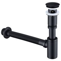 Ubeegol - Siphon de lavabo avec bonde Siphon universel et bonde d'écoulement de salle de bain plein pour lavabo noir mat 1/4 x 30 mm siphon pop-up,