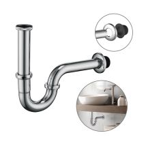 Homelody – Siphon De Lavabo En Acier Inox Chromé Réglable 125-150mm – Tube Courbé G1-1/4" – Anti-odeur – Installation Rapide