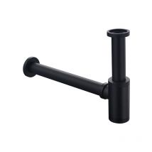 Siphon de lavabo en laiton, siphon universel avec extension de 200 mm, siphon réglable de 1 1/4 x 32 mm, résistant aux odeurs et aux fuites, noir