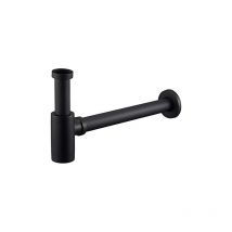 Siphon de Lavabo Noir Universel Tube Siphon de Lavabo Siphon en Acier Inoxydable 1 1/4 x 32mm Salle de Bain Siphon Évier Métal Siphon à Tube Siphon à