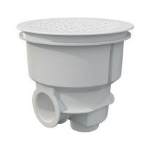 Siphon Norm avec grille plate pour piscines en béton, blanc