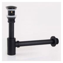 Siphon de Salle de Bain en Laiton Noir - Kit de Vidange Escamotable ptrap, Trop-Plein - Quincaillerie