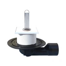 Siphon de sol DN50/75 avec siphon, plaque en acier inoxydable 100x100mm, tuyau de trop-plein en plexiglas 100mm