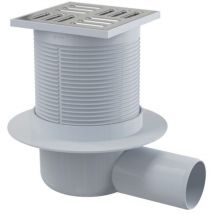 No Brand - Alcadrain Douchegoten - Siphon de sol, latéral, 105x105 mm, diamètre 50 mm, acier inoxydable/plastique APV1