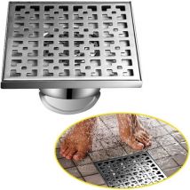 Siphon De Sol Exterieur,Siphon de Sol Et Écoulement De Douche,Siphon Sol D'évacuation,Siphon,Silver-15×15cm