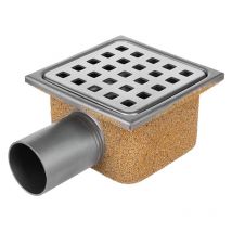 Siphon sol acier inoxydable 105x105x63 sortie horizontale, évacuation 40mm - Gebo