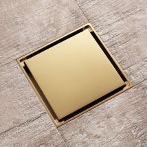 Siphon de Sol Or Caché Drain de Plancher Carrée Laiton Caniveau de Douche Anti-Odeur Drain De Douche pour wc Salle de Bain Cuisine, 4 Pouces,de Debuns