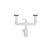Siphon double avec valve extensible 1-1/2' avec drains ø 70 mm. Siphon d'évier de cuisine, siphon d'évacuation