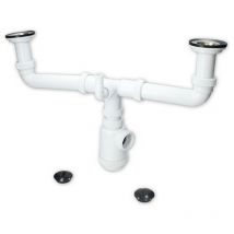 FSKFSI008 double siphon extensible 1-1/2' 32/40 type de bouteille avec grilles de vidange et bouchons inclus, sortie horizontale, sortie de sortie of