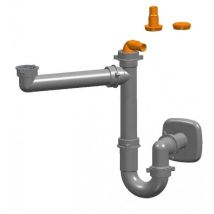 Lira Spa - Platzsparender Siphon in Metallic-Grau für Spülen mit 1 Becken