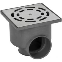 Siphon inox vh 105x105x90mm avec sortie Ø50mm en pvc gris