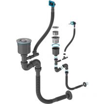 Granitan - siphon manuel pour évier inox chrome 1 compartiment
