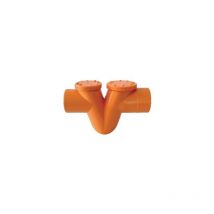 Siphons horizontaux 2 bouchons en pvc rouge v »