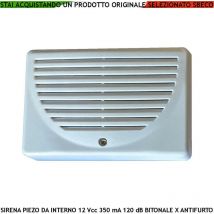 Sirena Allarme da Parete Interna Diffusore Piezo Acustica 120 dB 4 Morsetti Polarizzati Alimentazione 12 Vcc Assorbimento 350 mA Bitonale a/b 1500