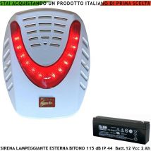 Securvera - Sirena Allarme Lampeggiante a Led da Esterno Attivazione Caduta +/- 2 Segnali Stato Impianto Antifurto Batteria 12 v 2 Ah Nota a/b