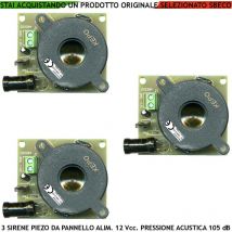 Securvera - Sirena Antifurto da Pannello Diffusore Piezo 3 Pezzi Acustica 105 dB Alimentazione 12 Vcc Assorbimento 80 mA 2 Morsetti Polarizzati