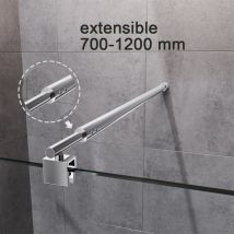 Sirhona - Barra Telescópica de 700-1200mm Barra para Mampara de Ducha ( 25 mm, Compatible con Cristal de 5 mm a 10 mm) Brazo de Apoyo de Acero