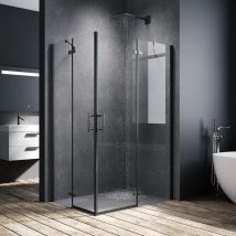 SIRHONA Cabine de douche d'angle moderne Cabine de douche à porte pliante Verre trempé 6MM, charnière en alliage, structure renforcée par des tiges