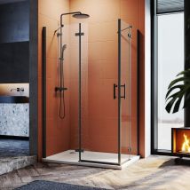 Sirhona - Cabine de douche d'angle Porte pliante Cabine de douche Verre trempé 6MM, Charnières en alliage, Renfort en acier inoxydable (1000x1200mm)