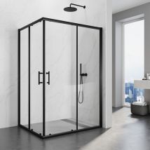 Cabine de Douche Noir 5mm Verre Trempé Porte de Douche Coulissante Porte de Douche Coulissante l'ccès d'Angle 120 x 100 x 195cm - Sirhona
