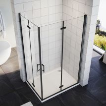 SIRHONA Cabine de douche pliante Cabine de douche d'angle Salle de bain Verre trempé nano nettoyant 6MM, charnière en alliage de zinc, cadre en