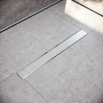 Sirhona - Canaleta de Ducha 80 cm de Acero Inoxidable, 2 en 1 Conjunto Completo de Desagüe de Ducha con Accesorio de Piso, Doble Cara, con Tope de