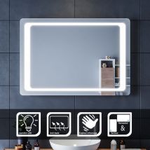 Sirhona - led Espejo de Baño con Luces led 100x70cm Espejo para Baño con Luz Interruptor Sensor ir Más Segura de Controlar Espejo con Función